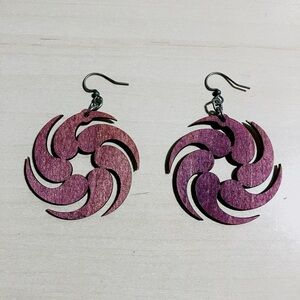 Locally handmade Boho Purple/Magenta Pink Tribal Swirl Earrings